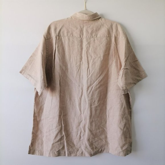Roundtree & York Mens Beige Short Sleeve Button Up Shirt Size XL - Picture 4 of 6